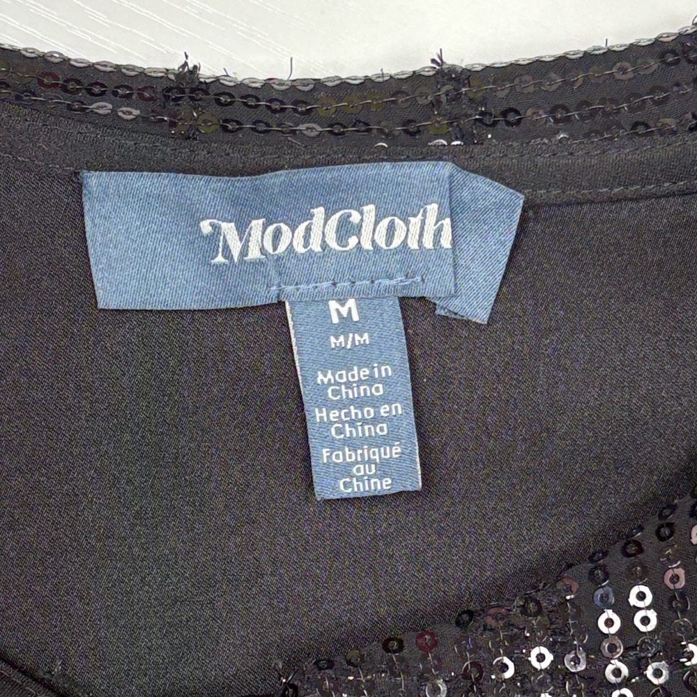 Modcloth Sequin Peter Pan Collar Button Down Sati… - image 8